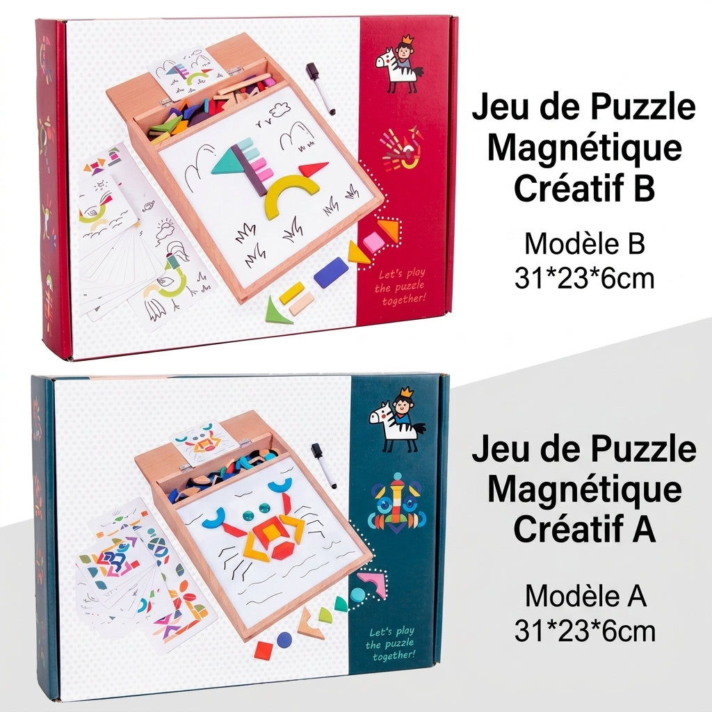 🧲 Puzzle Magnétique Montessori – Tableau Créatif & Éducatif pour Enfant