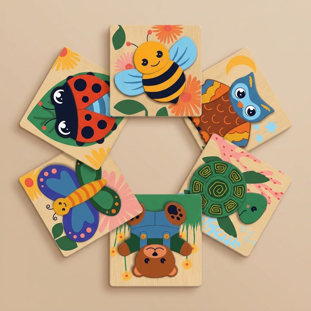 Pack 6 Puzzles Montessori en Bois — Coffret Éducatif Enfant 3-8 Ans