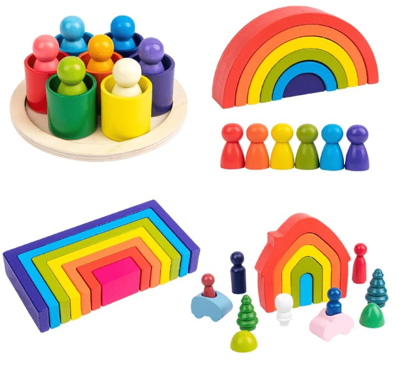 Arc-En-Ciel Pastel En Bois Montessori - Édition Délicate