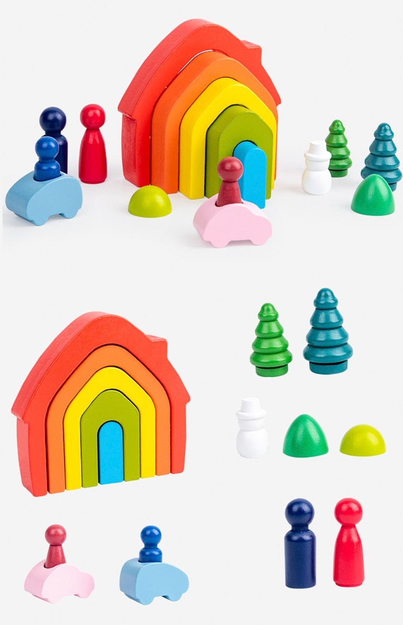 Arc-En-Ciel Pastel En Bois Montessori - Édition Délicate