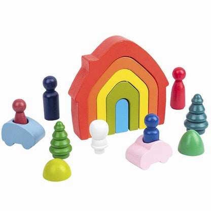 Arc-En-Ciel Pastel En Bois Montessori - Édition Délicate