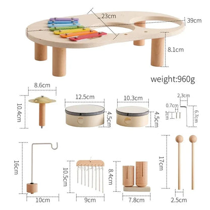 Batterie Musicale Montessori en Bois — 6 Instruments