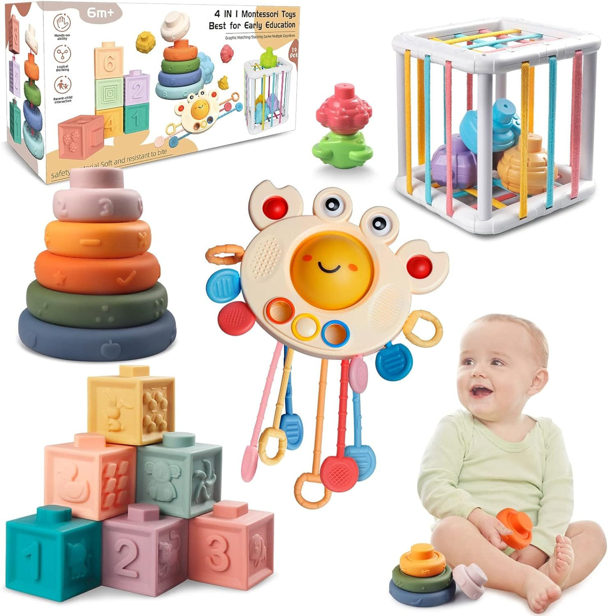 Jouets Sensoriels Montessori pour Bébés