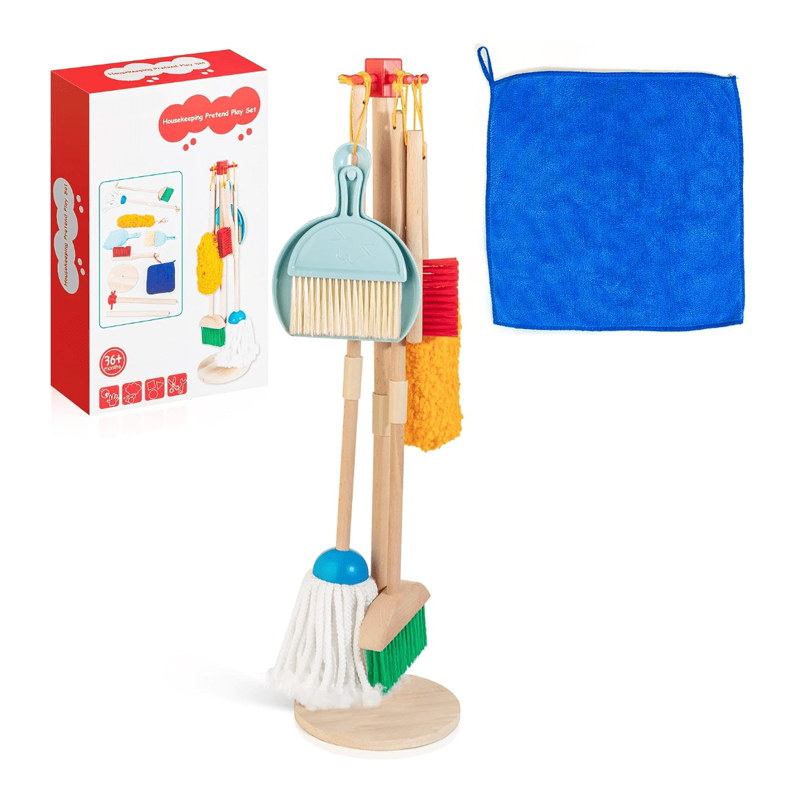 🧹 Kit Ménage Enfant en Bois – Jeu de Nettoyage Montessori (Dès 2 ans)