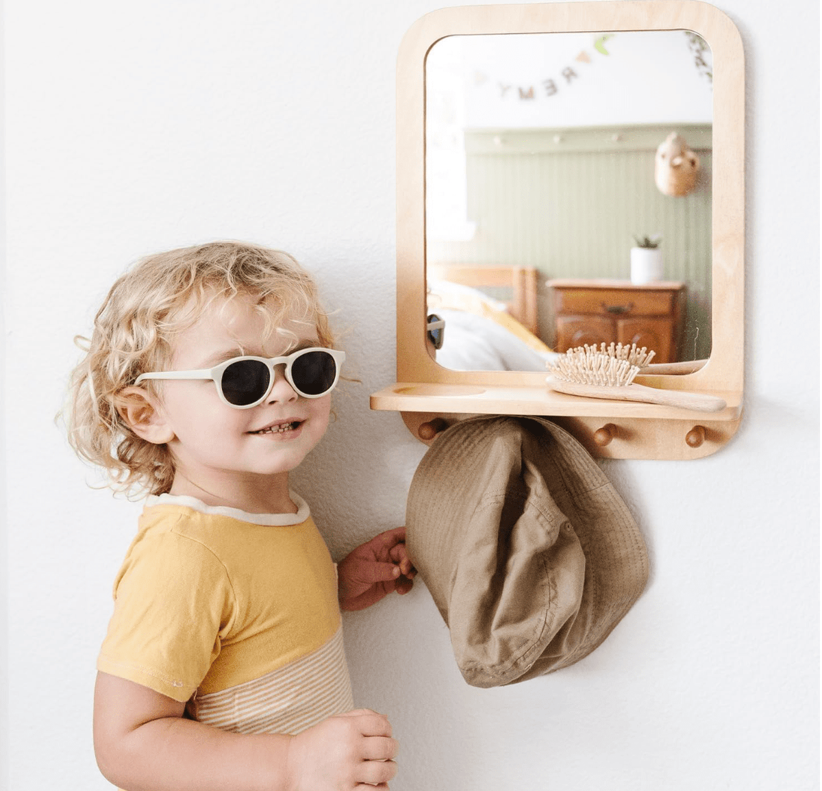 Miroir en bois Montessori pour les tout-petits - Acrylique de qualité