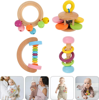 Hochet en bois Montessori - Ensemble de 4