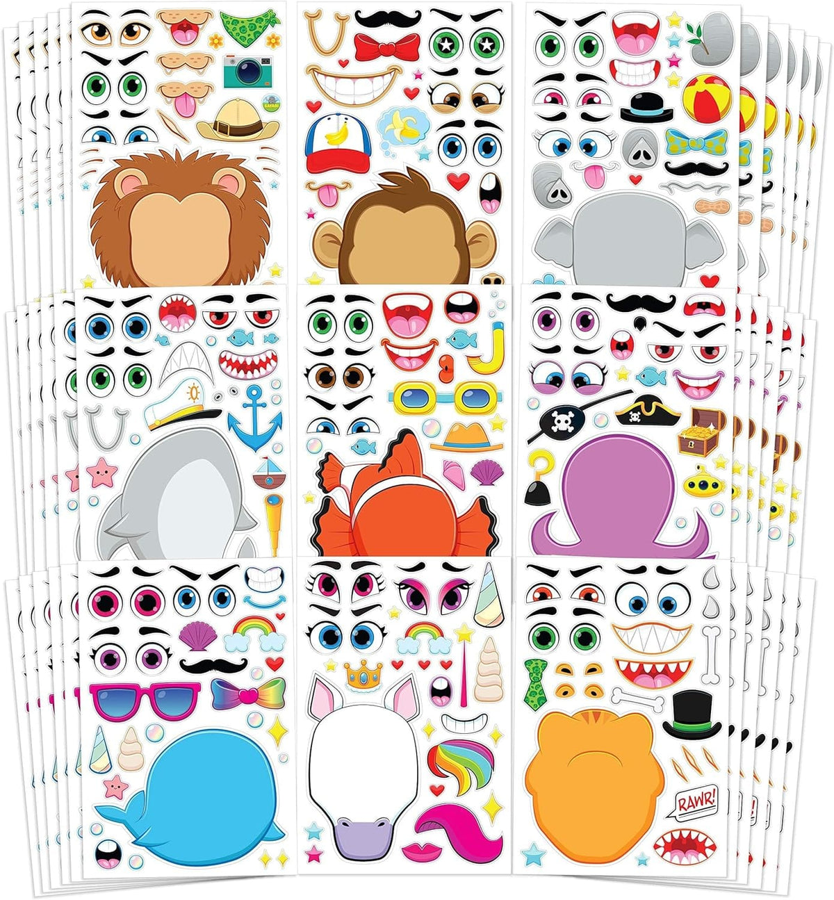 Feuilles de stickers Make-a-face Premium (36 pièces)