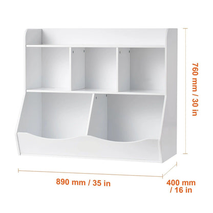 Organisateur de jouets en bois avec étagère et bacs de rangement - Produit de Qualité