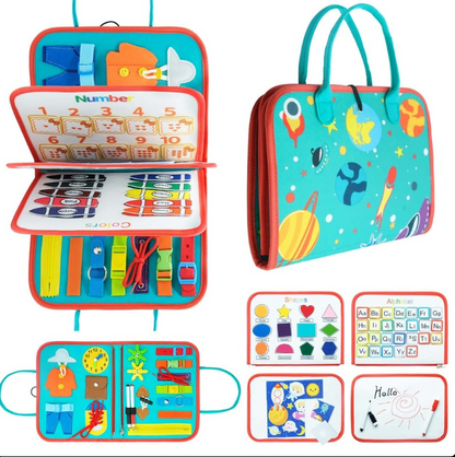 🎒 Busy Board Éducatif 7-en-1 – Jouet Sensoriel pour Tout-Petits