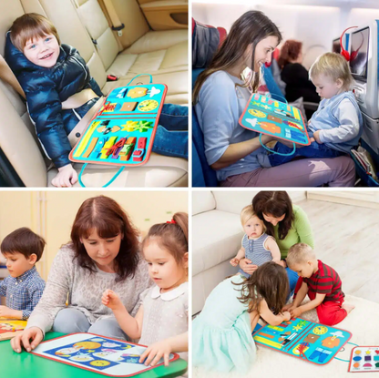 🎒 Busy Board Éducatif 7-en-1 – Jouet Sensoriel pour Tout-Petits