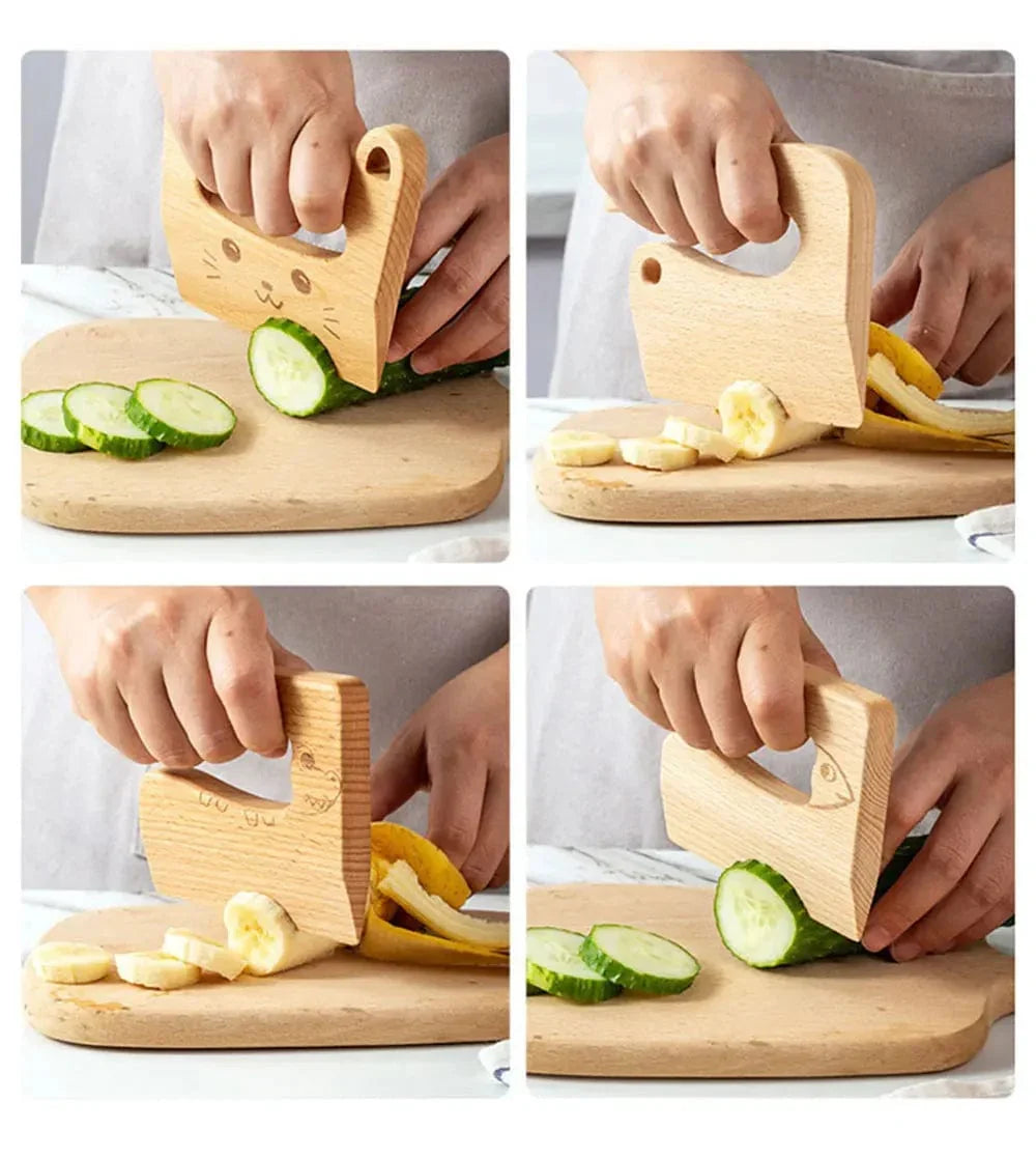 Couteau en bois Montessori  - simulation Coupe de fruits légumes -  jeu simulé de cuisine