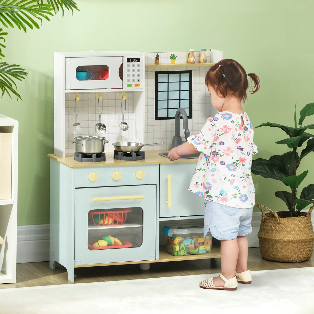 🍳 Cuisine en Bois Enfant Montessori – Grande Cuisine Éducative avec Accessoires