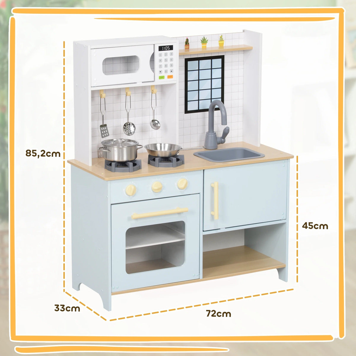 🍳 Cuisine en Bois Enfant Montessori – Grande Cuisine Éducative avec Accessoires