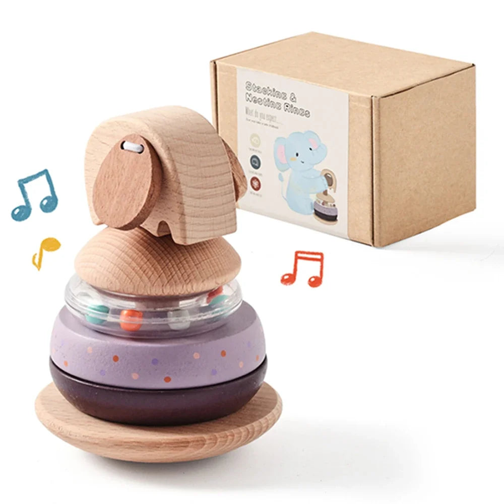 🐘 Jouet d'Éveil Musical en Bois | Éléphant Empilable et Sensoriel