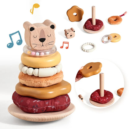 🐘 Jouet d'Éveil Musical en Bois | Éléphant Empilable et Sensoriel