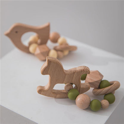 Hochet en Bois Cheval Montessori - Édition Exclusive