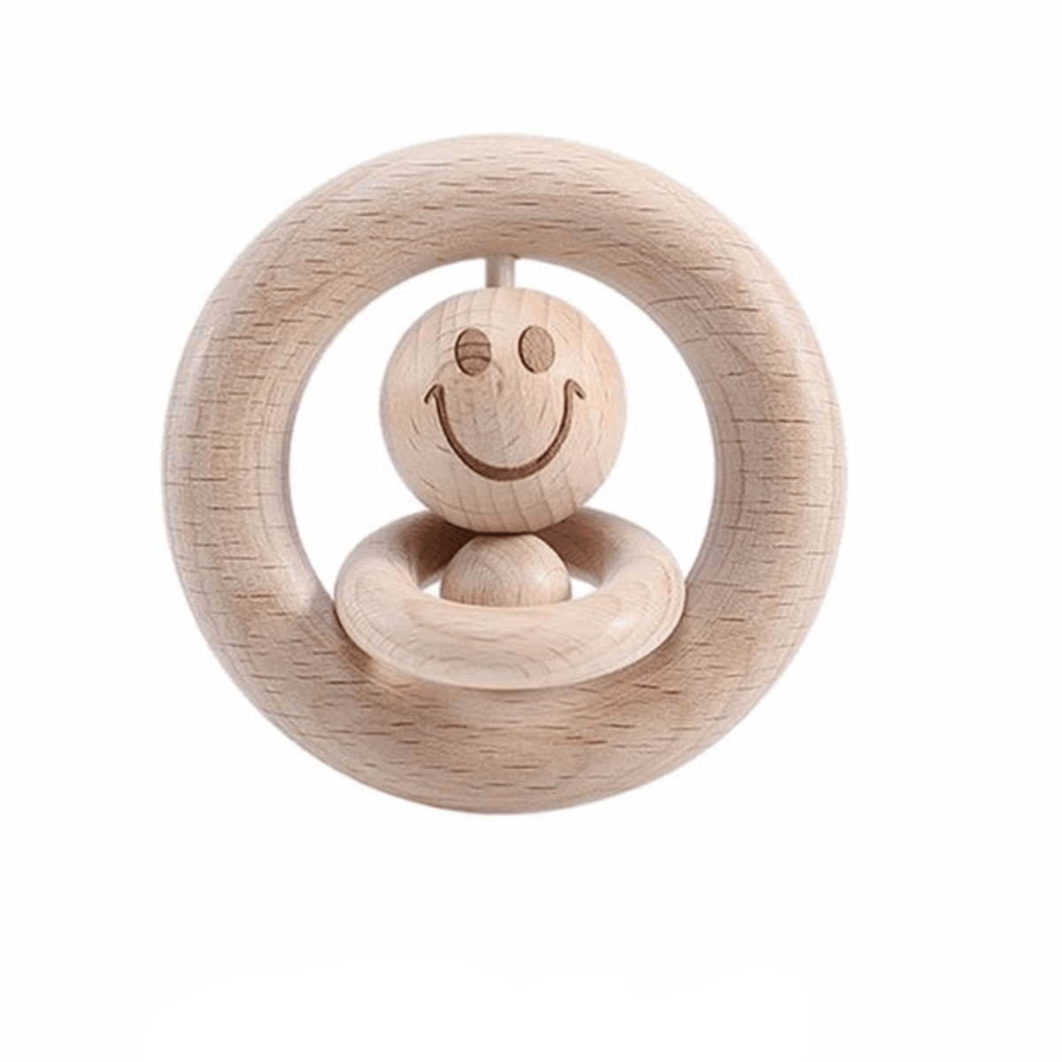 Hochet en Bois Emoji Montessori Premium