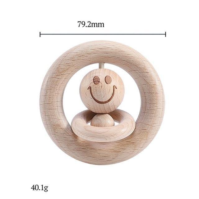 Hochet en Bois Emoji Montessori Premium