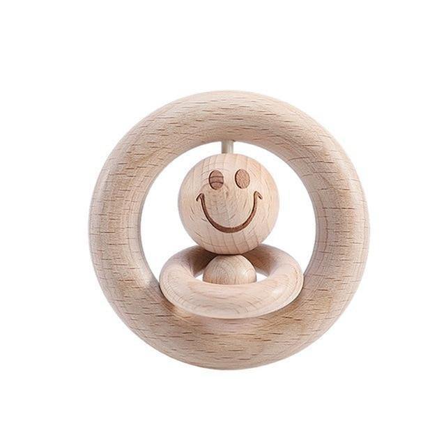 Hochet en Bois Emoji Montessori Premium