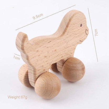 Hochet en Bois Montessori Chien Joyeux