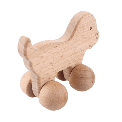 Hochet en Bois Montessori Chien Joyeux
