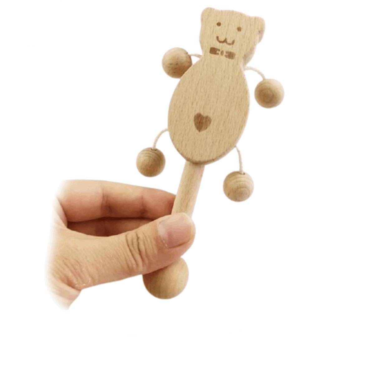 Hochet en Bois Ours Montessori - Édition Exclusive