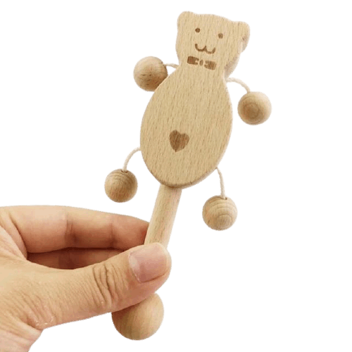 Hochet en Bois Ours Montessori - Édition Exclusive