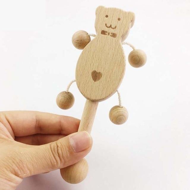 Hochet en Bois Ours Montessori - Édition Exclusive