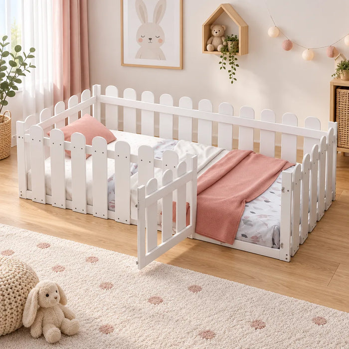 Lit Montessori barrière bois