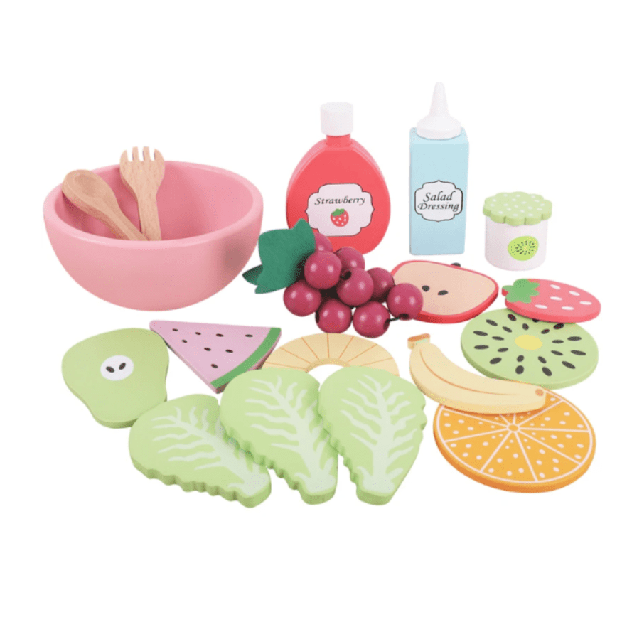 Jeu de cuisine en bois Montessori - Salade de fruits et crudités