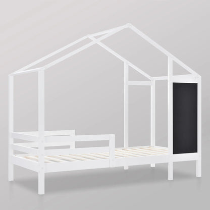 Lit Maison Montessori avec Tableau Noir & 2 Tiroirs