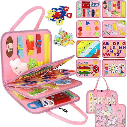 🎒 Busy Board Éducatif 7-en-1 – Jouet Sensoriel pour Tout-Petits