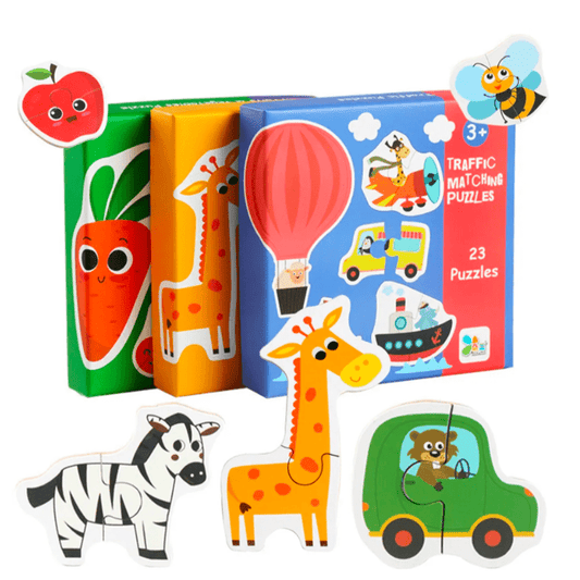 Matching Puzzle Éducatif: Découvre les Animaux, les Fruits et la Circulation en Montessori