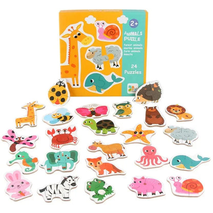 Matching Puzzle Éducatif: Découvre les Animaux, les Fruits et la Circulation en Montessori