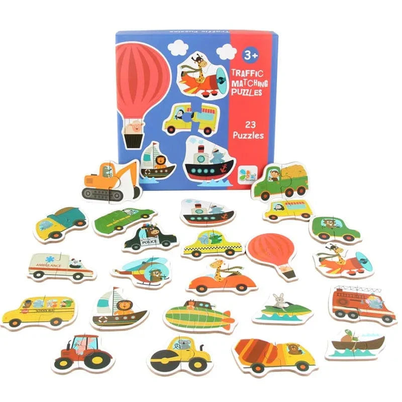 Matching Puzzle Éducatif: Découvre les Animaux, les Fruits et la Circulation en Montessori
