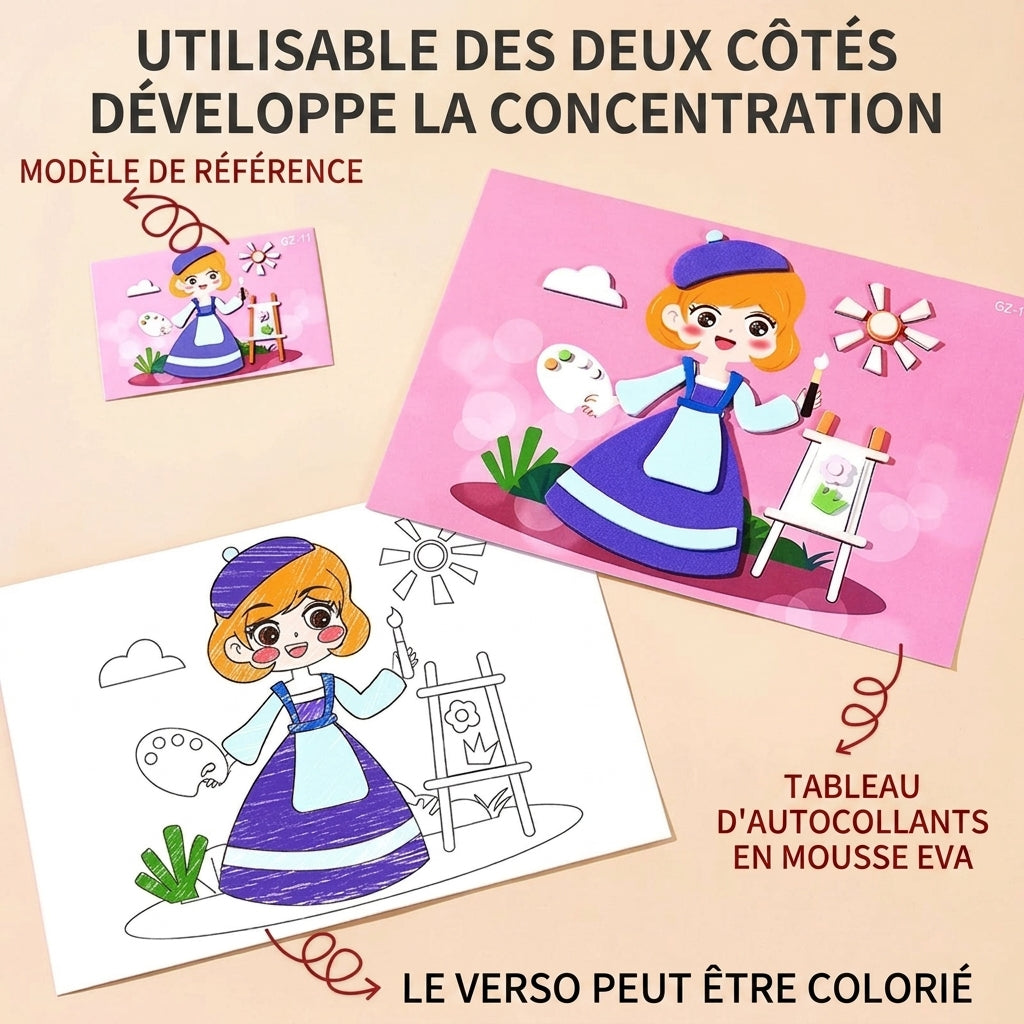 Puzzles autocollants en 3D en mousse EVA - Pack de 10/12 feuilles