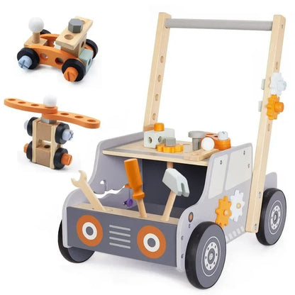 Chariot de marche multifonctionnel -  Jouet en bois d'apprentissage de la marche pour bébé