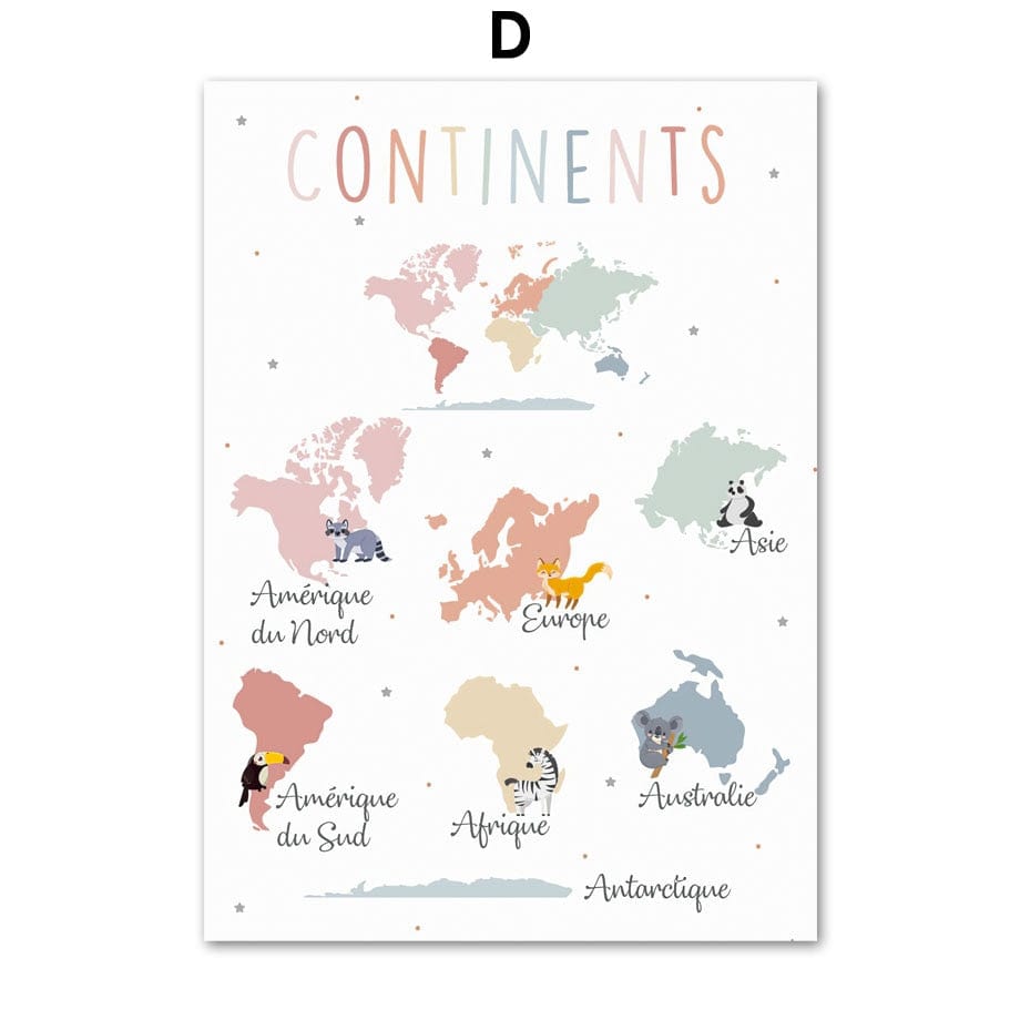 Posters Montessori d'apprentissage décoratif