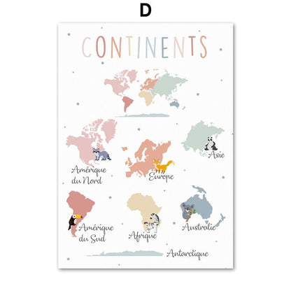 Posters Montessori d'apprentissage décoratif