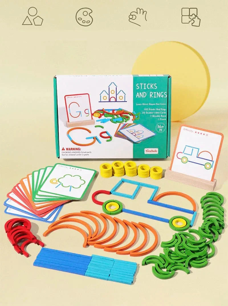Puzzle en Bois Montessori : Jeu d'Intelligence Créative pour Enfants de 3 ans