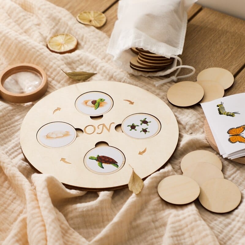Puzzle en Bois Cycle de la Vie Plantes & Animaux Montessori