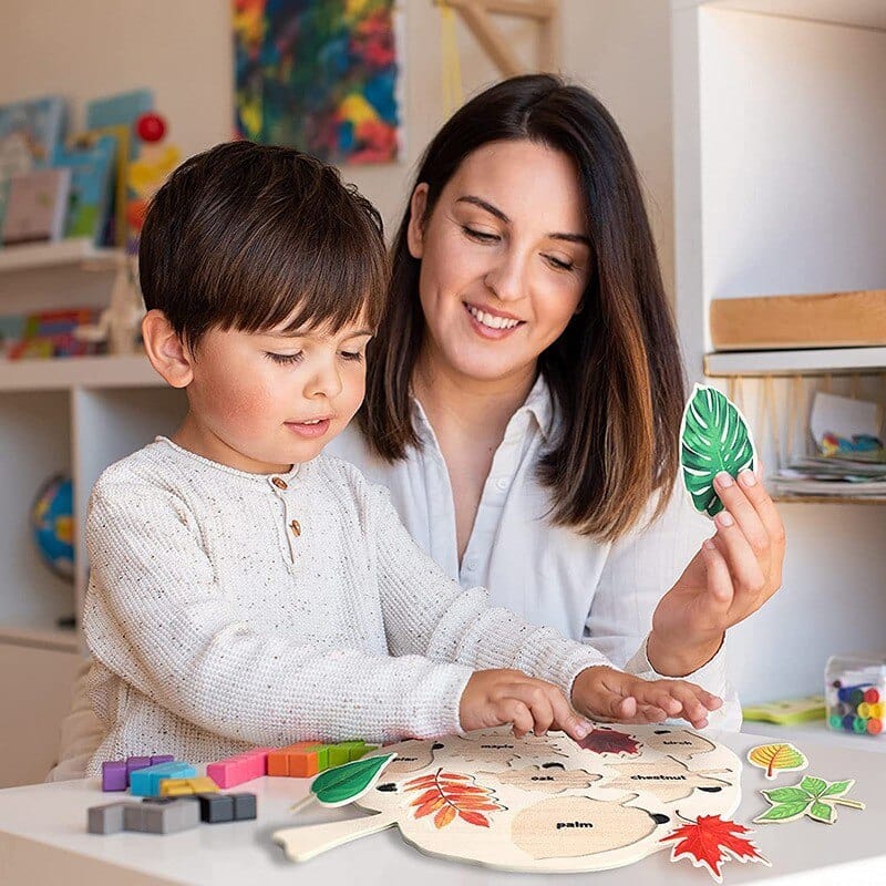 Puzzle en Bois d'Apprentissage Montessori Feuilles