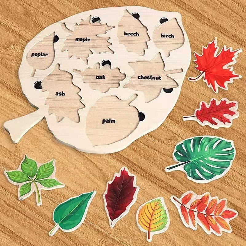 Puzzle en Bois d'Apprentissage Montessori Feuilles