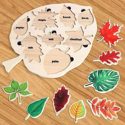 Puzzle en Bois d'Apprentissage Montessori Feuilles