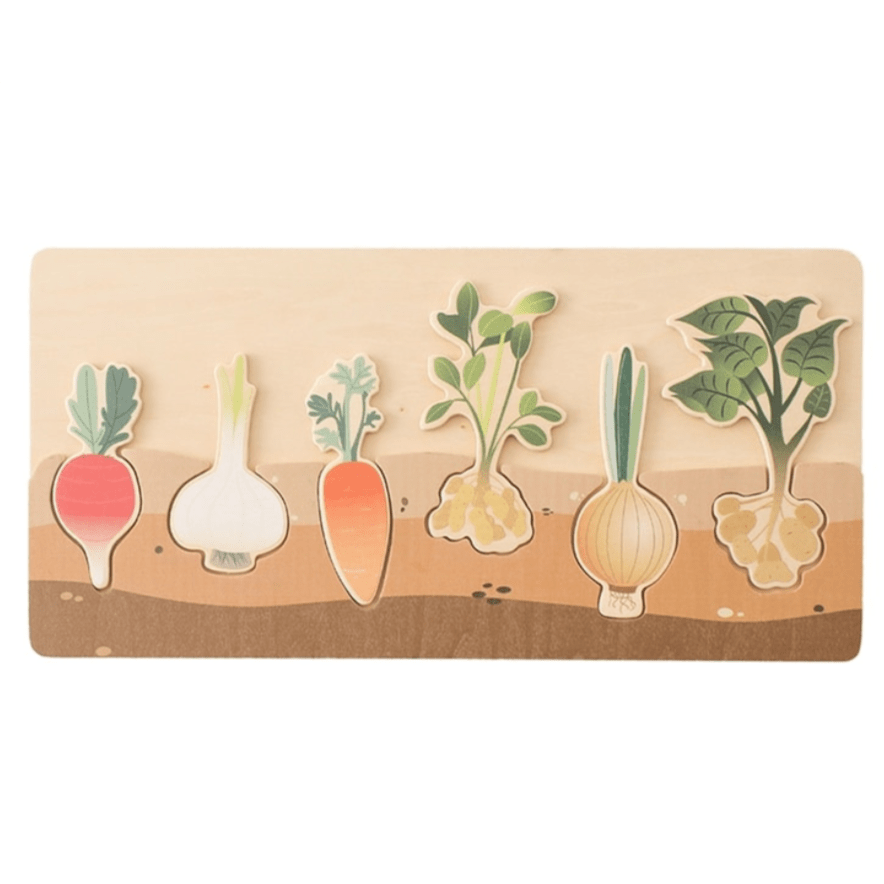 Puzzle Montessori des Légumes Souterrains - Bois Naturel