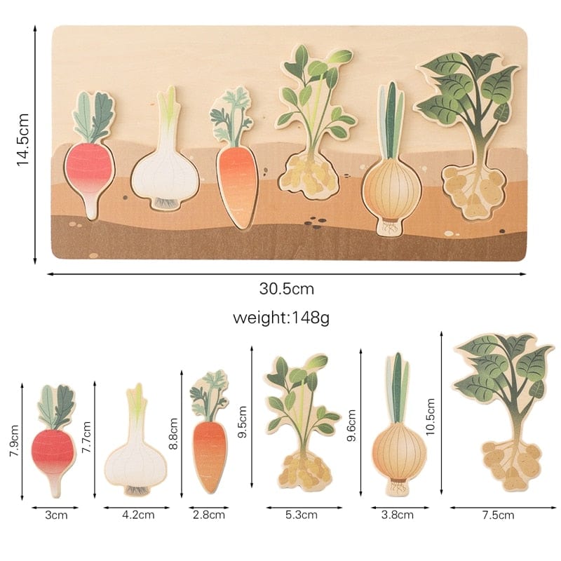 Puzzle Montessori des Légumes Souterrains - Bois Naturel
