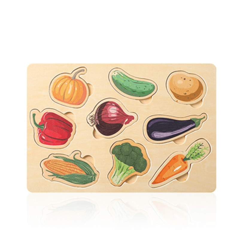 Puzzle Montessori des Légumes en Bois d'Apprentissage