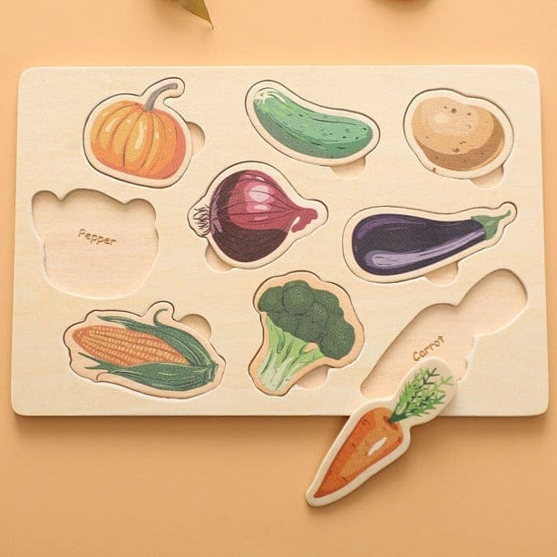 Puzzle Montessori des Légumes en Bois d'Apprentissage
