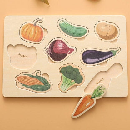 Puzzle Montessori des Légumes en Bois d'Apprentissage