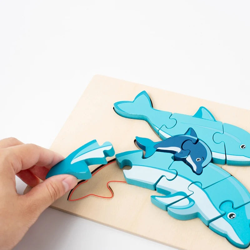 Jeu de puzzle en bois 3D "Animaux Montessori pour enfants